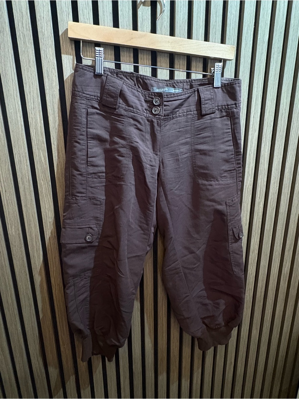 2k2 Dark Brown Cargo Capri Pants with Button-Front
